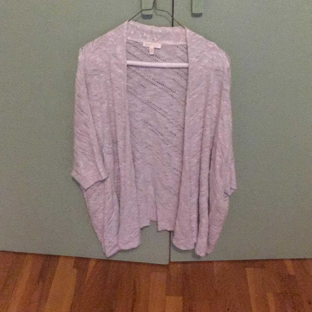 Beige crochet short sleeve sweater